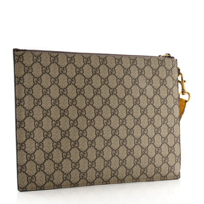 Gucci GG Supreme Monogram Neo Vintage Zip Wristlet Pouch Beige New Acero Crop 3 of 10