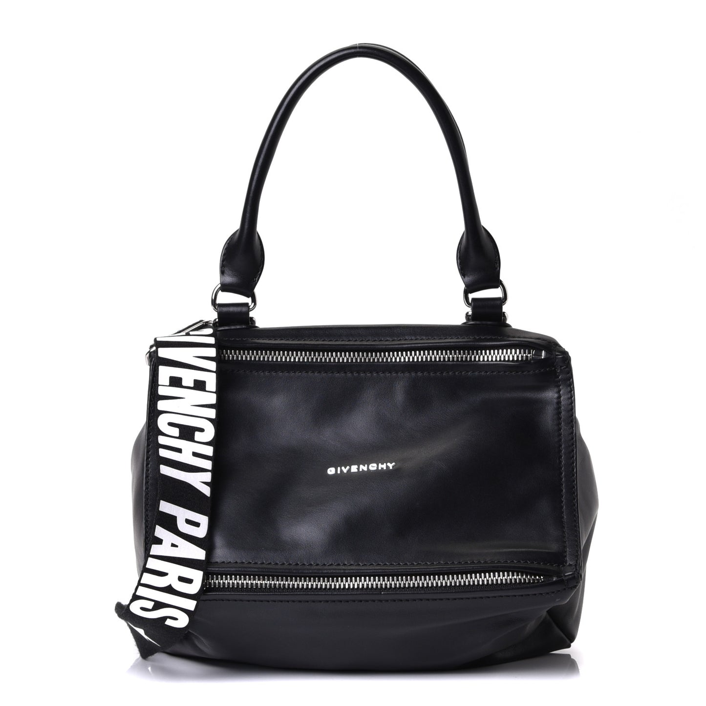 Calfskin Small Pandora Logo Strap Black