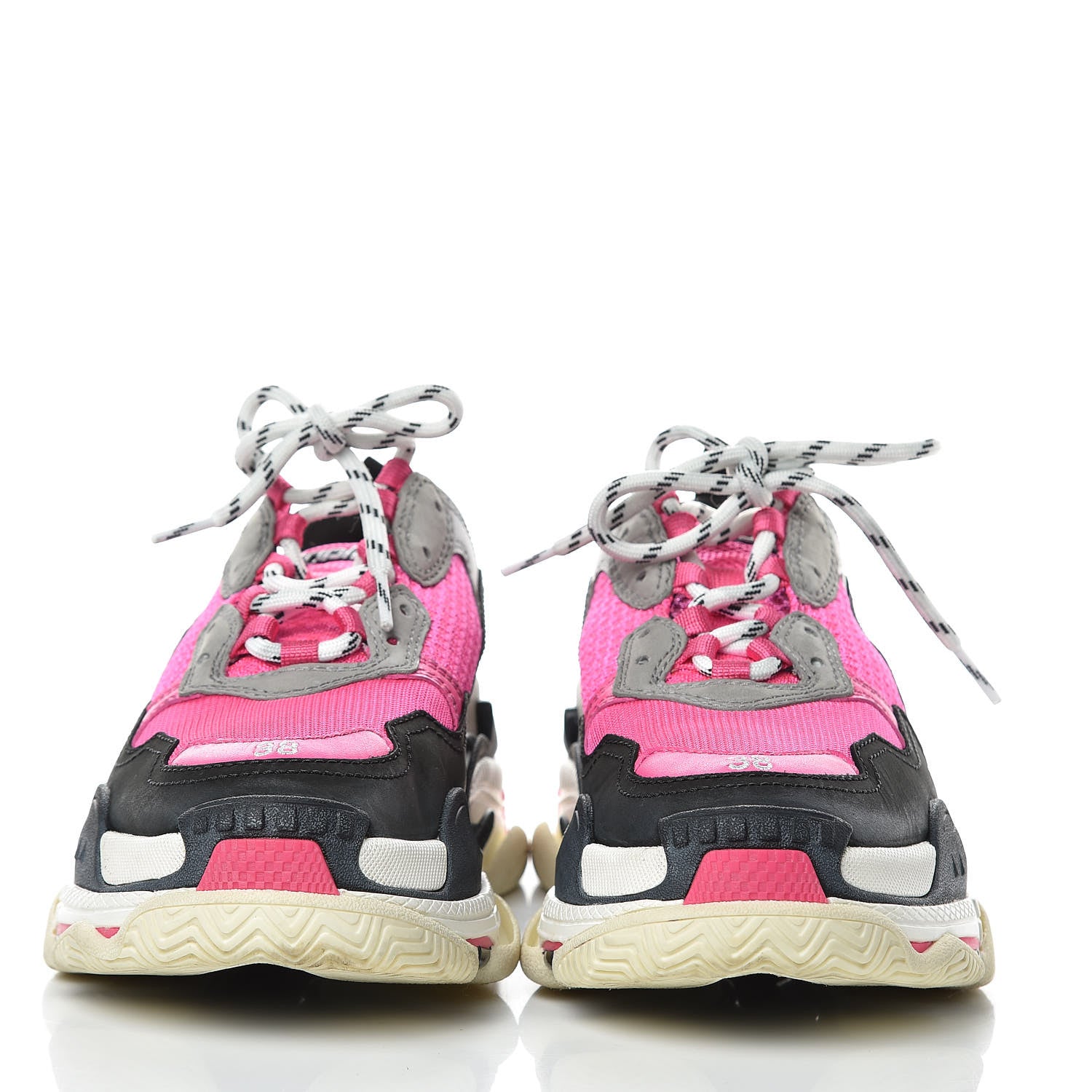 Balenciaga Fabric Mesh Womens Triple S Sneakers 38 Fluo Pink Grey White 2 of 8