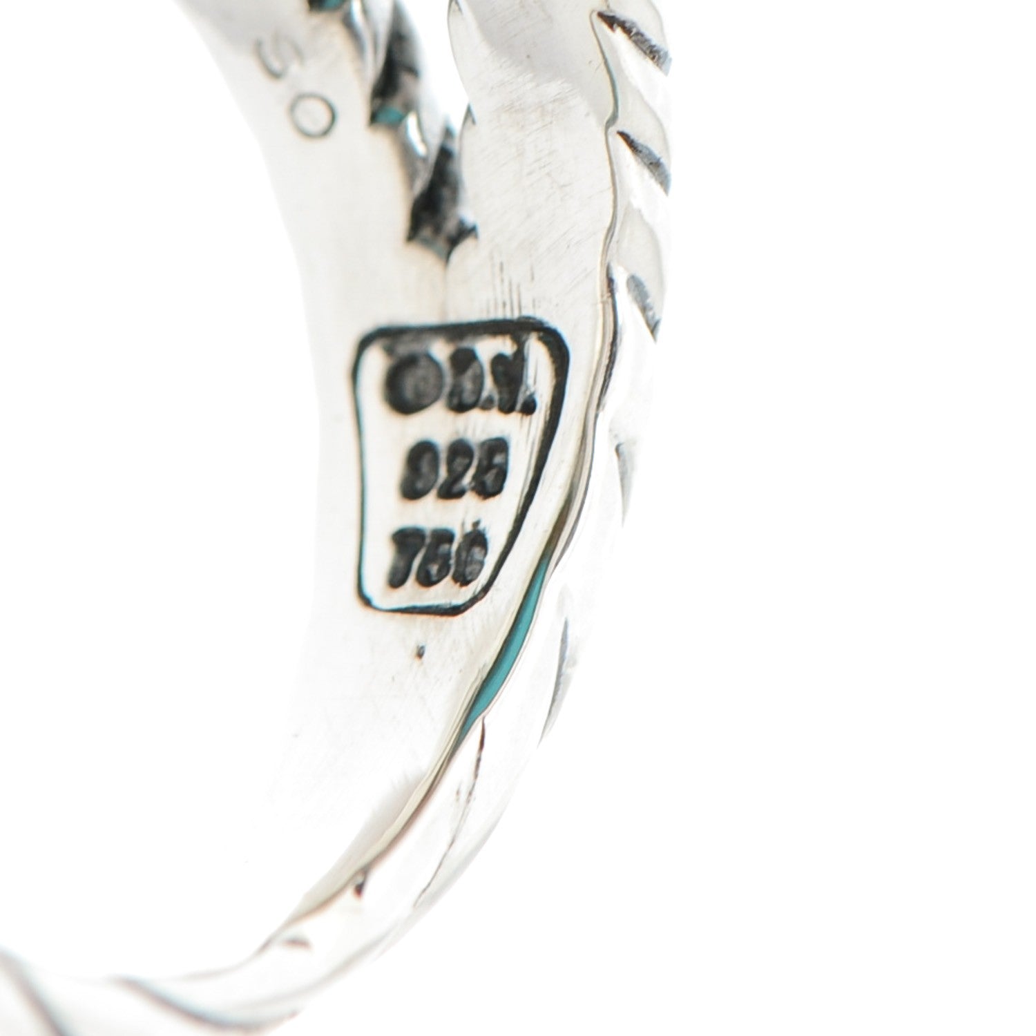 David Yurman Sterling Silver 18K Yellow Gold Turquoise 12mm Signature Oval Ring 49 5 4 of 7