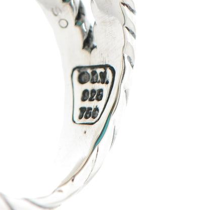 David Yurman Sterling Silver 18K Yellow Gold Turquoise 12mm Signature Oval Ring 49 5 4 of 7