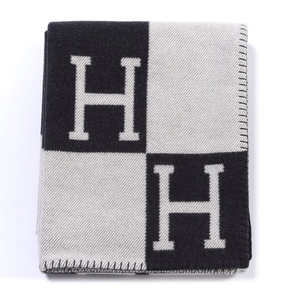 Hermes Wool Cashmere Avalon Blanket Ecru Gris Fonce 1 of 3
