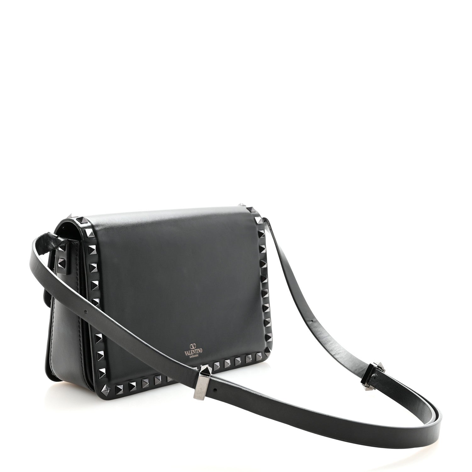 Valentino Garavani Smooth Calfskin Enamel Tonal Rockstud23 Shoulder Bag Black 3 of 9