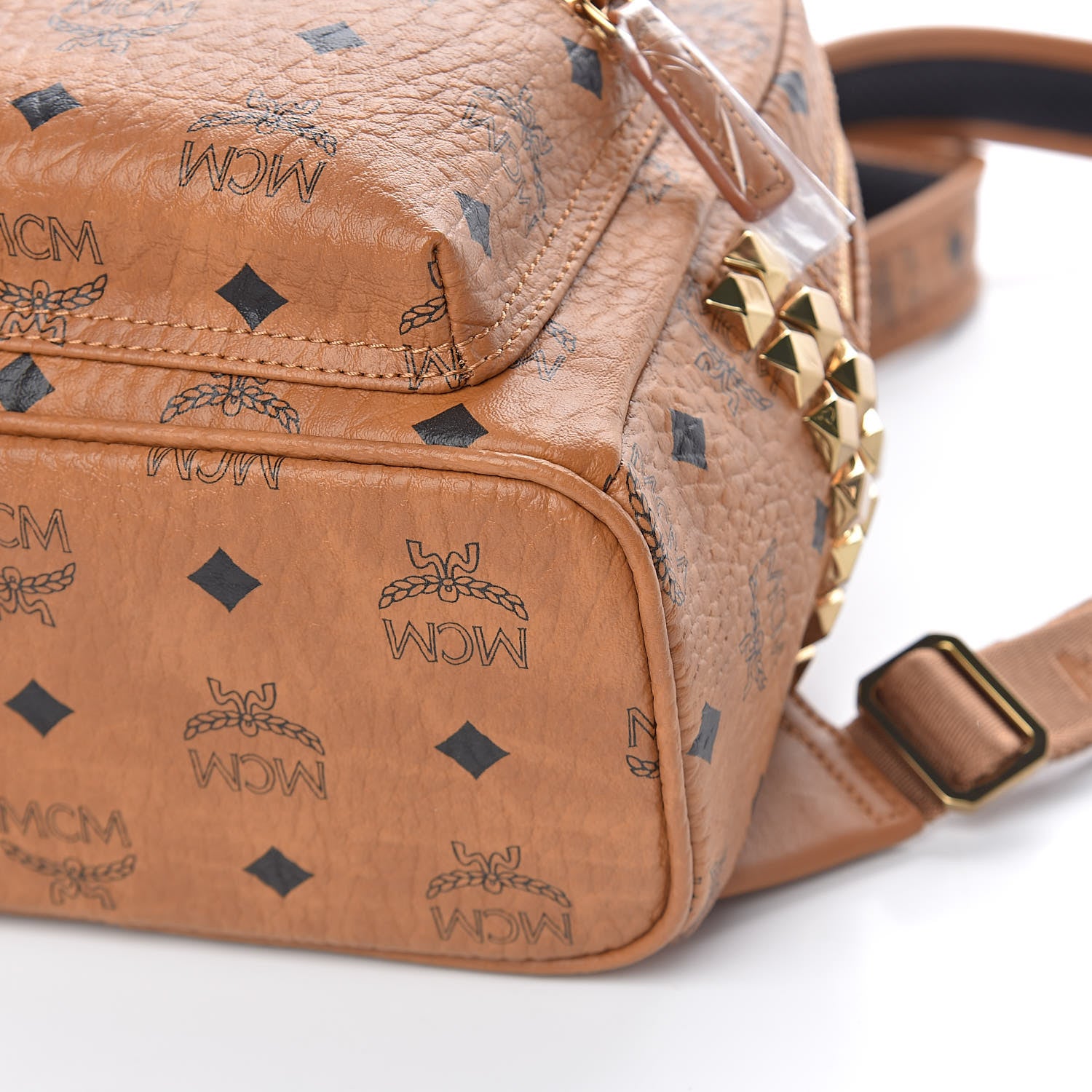 MCM Visetos Side Stud Mini Stark Backpack Cognac 12 of 13