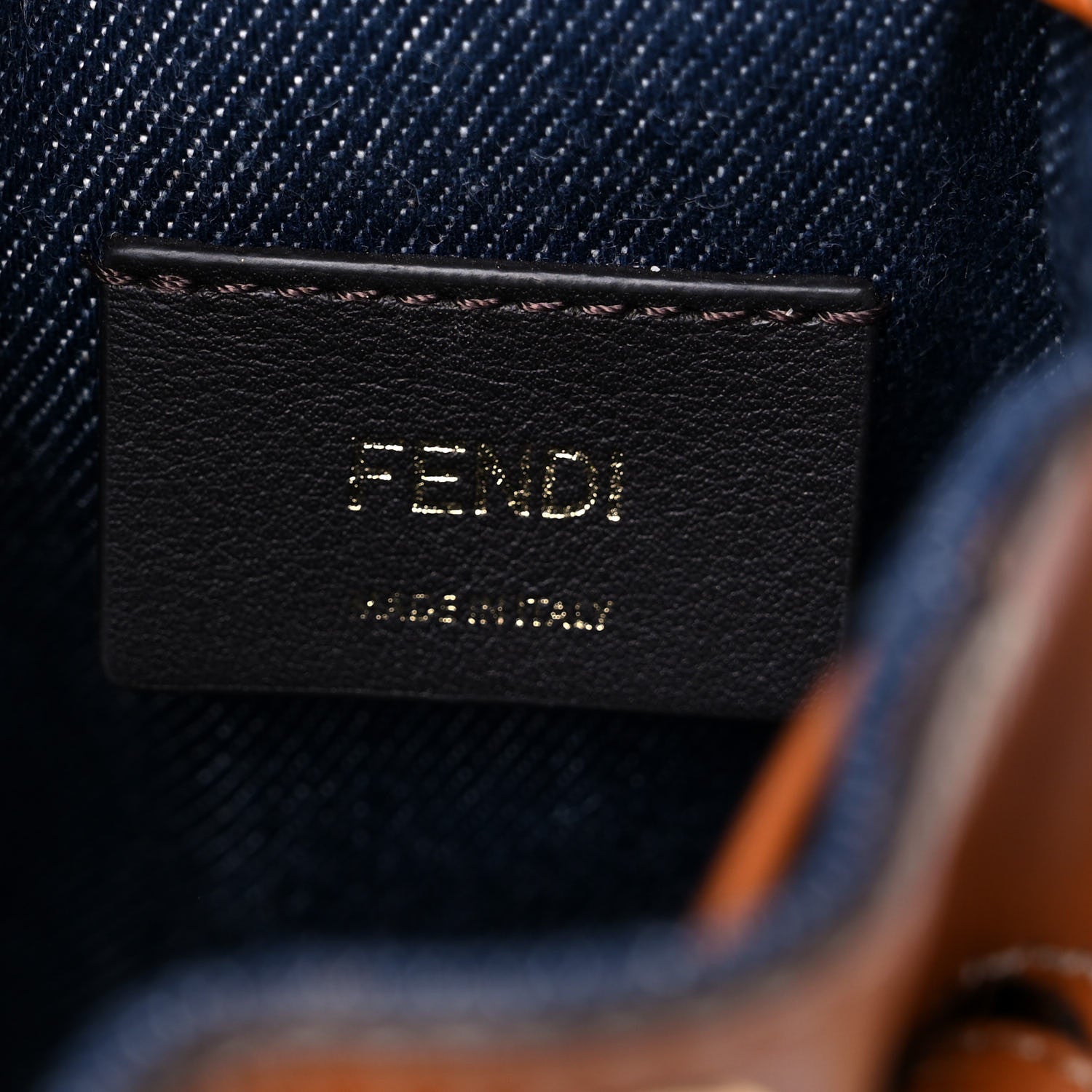 Fendi Denim Vitello King F is Fendi FF Embroidered Mini Mon Tresor Bucket Bag Blue Cuoio 7 of 10