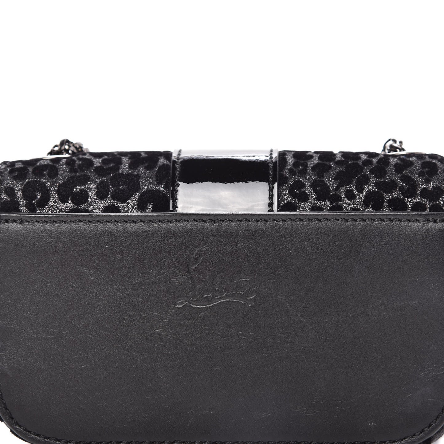 Floque Patent Glitter Leo Sweet Charity Crossbody Bag Black