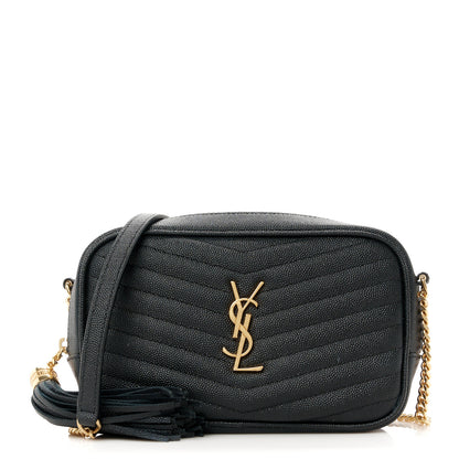 Saint Laurent Grain De Poudre Matelasse Monogram Mini Lou Camera Bag Black 1 of 11