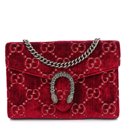 Gucci Velvet GG Monogram Mini Dionysus Chain Wallet Red Cipria 1 of 12