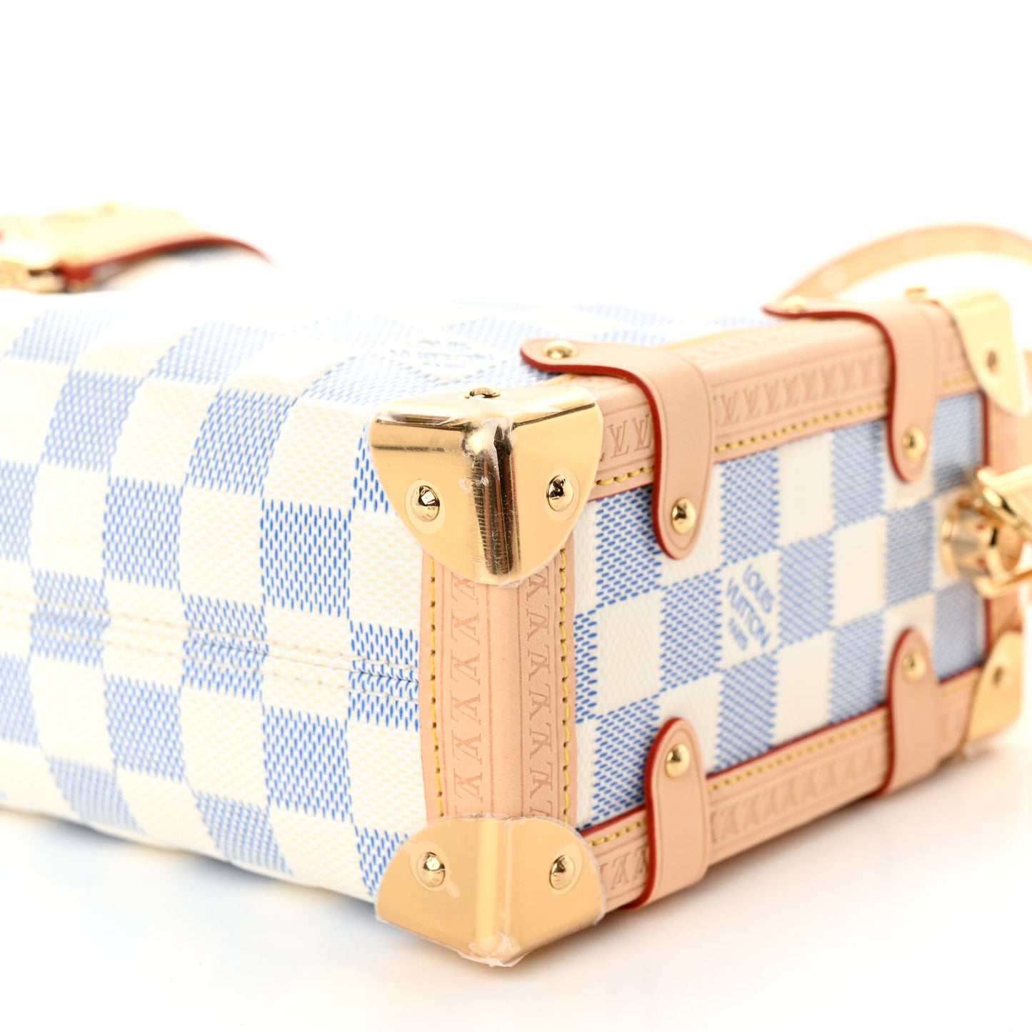 Damier Vernis Calfskin Side Trunk MM Celeste Blue