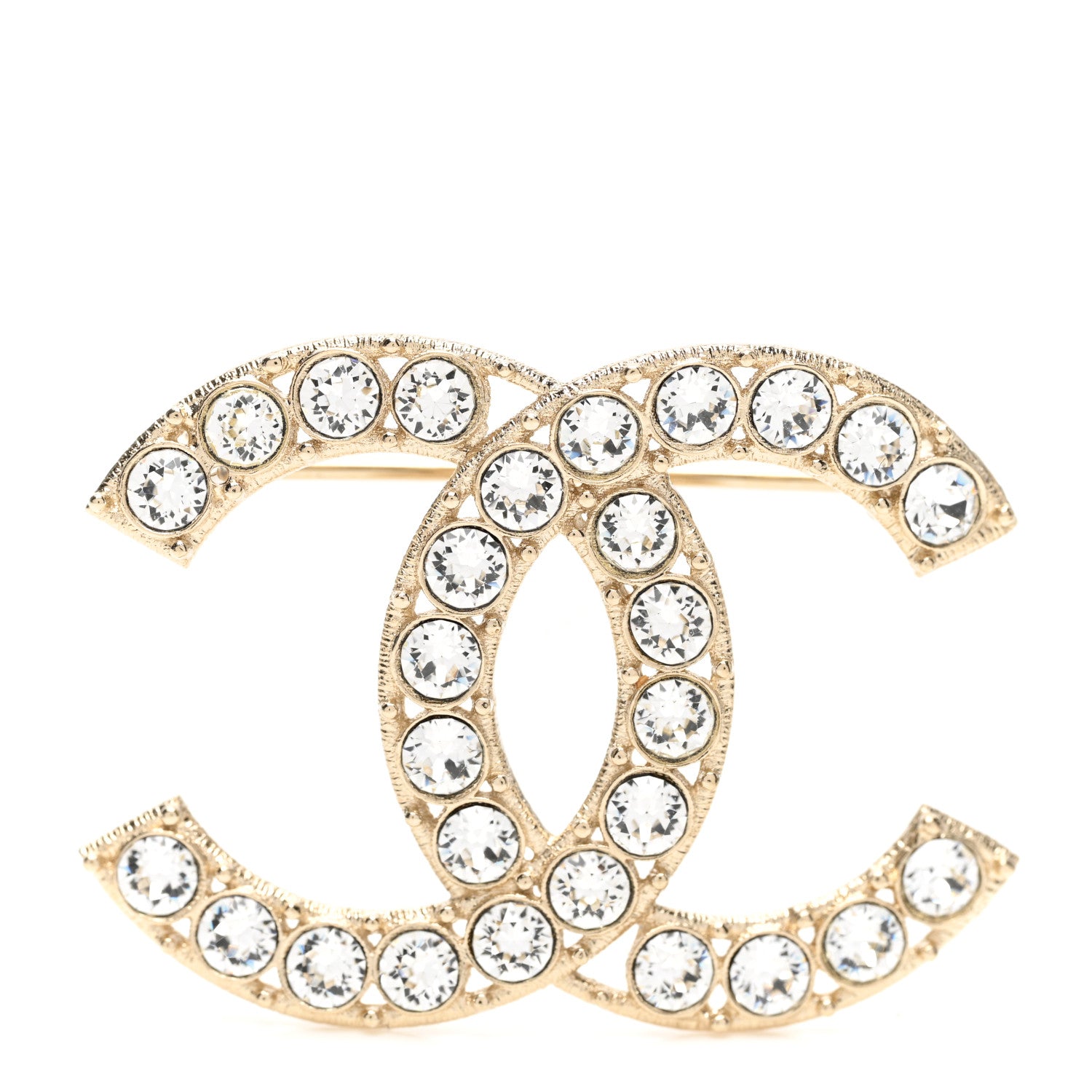 Chanel Crystal Textured CC Brooch Light Gold 1 of 5