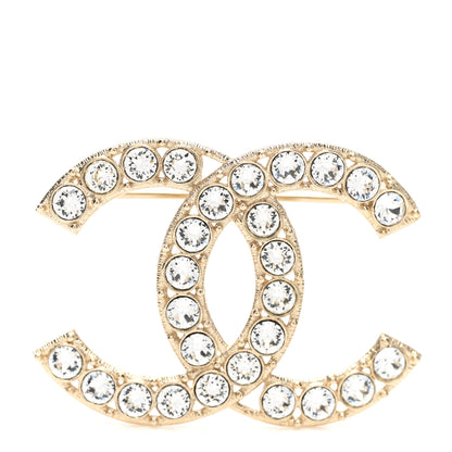 Chanel Crystal Textured CC Brooch Light Gold 1 of 5