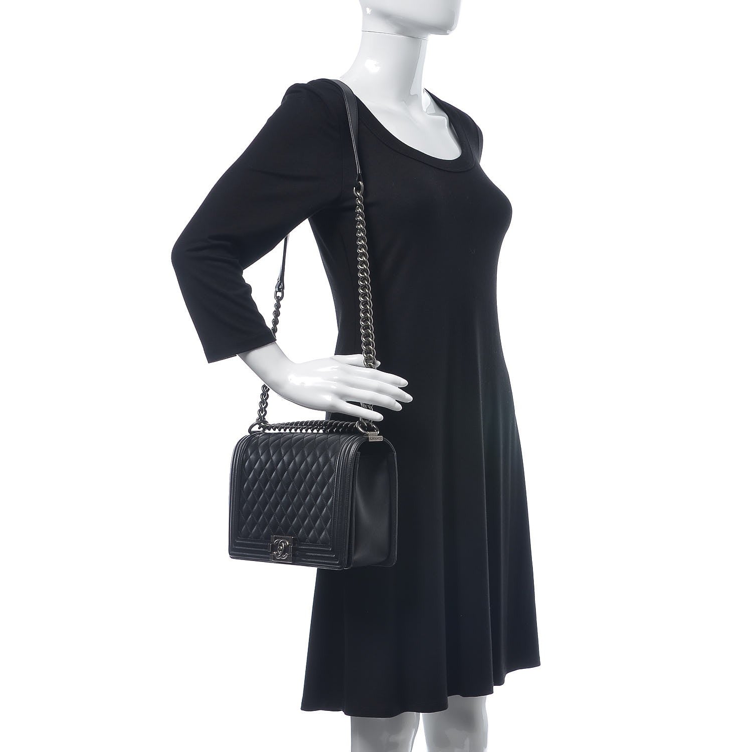 Chanel Calfskin Quilted New Medium Boy Flap Black 2 of 9