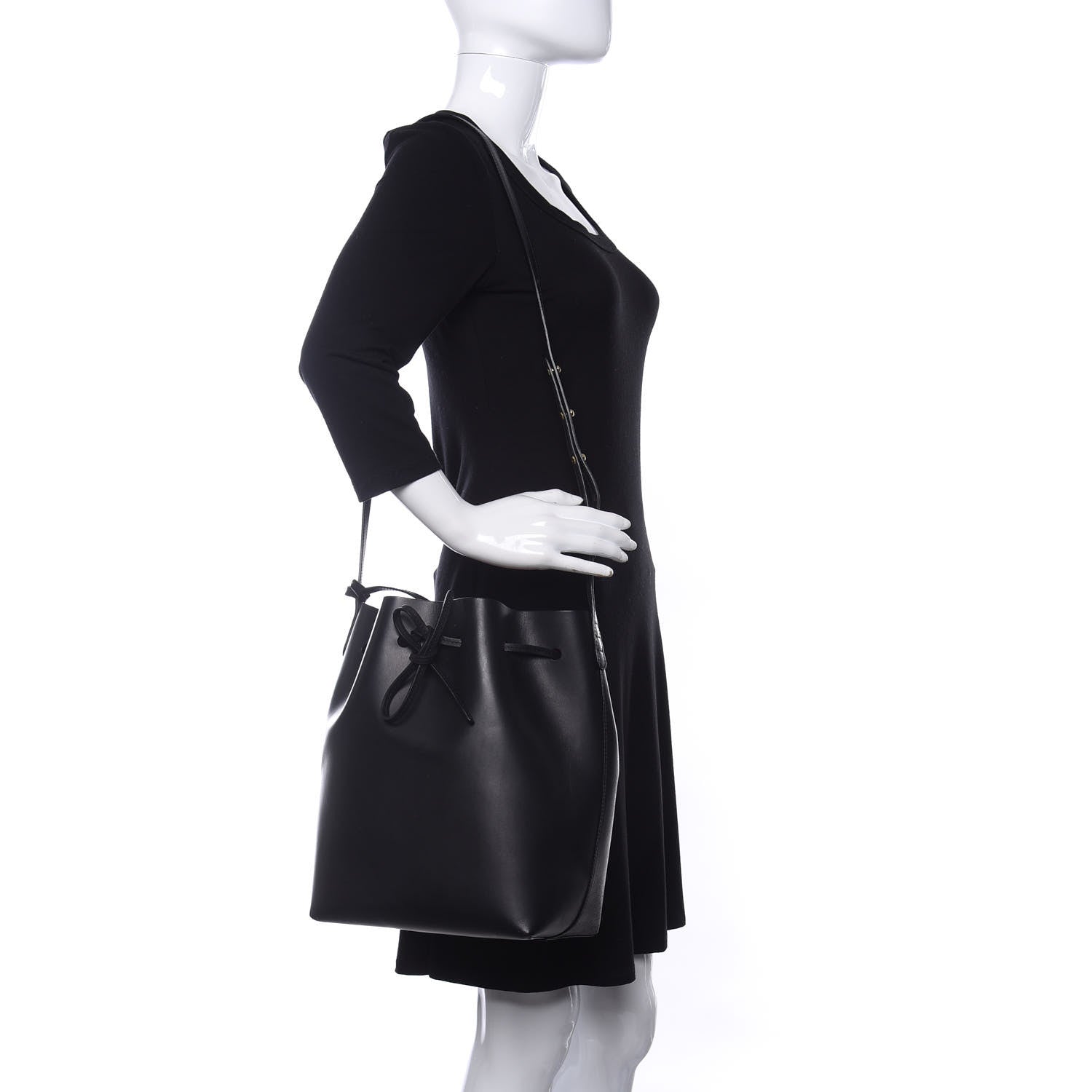 Mansur Gavriel Vegetable Tanned Calfskin Bucket Bag Black Flamma 2 of 9
