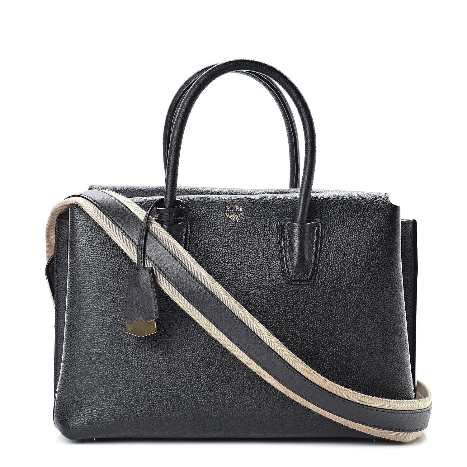 MCM Grained Calfskin Medium Milla Tote Black 1 of 14
