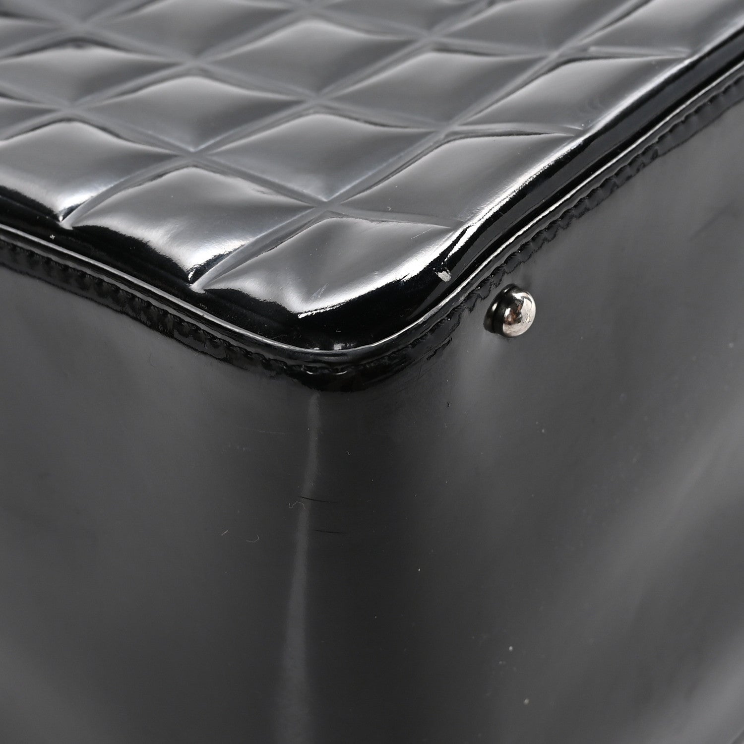 Chanel Patent Quilted Chocolate Bar Bowler Black 9 of 13
