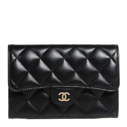 Chanel Lambskin Quilted Small Flap Wallet Black 1 of 9