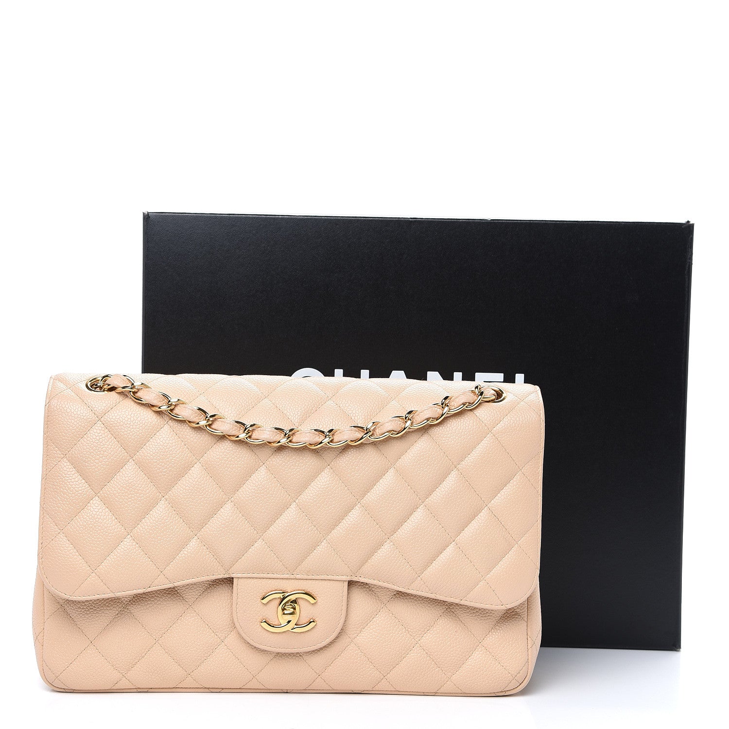 Chanel Caviar Quilted Jumbo Double Flap Beige Clair 11 of 11