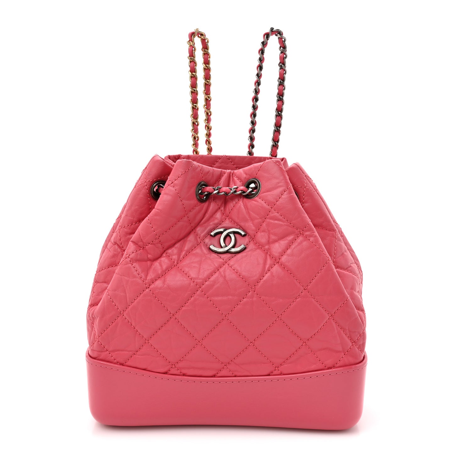 Aged Calfskin Quilted Small Gabrielle Backpack Dark Pink