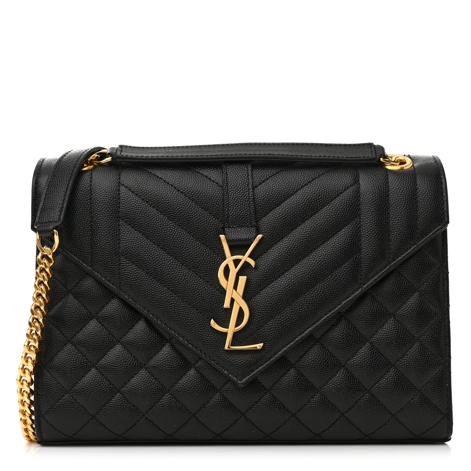Saint Laurent Grain De Poudre Textured Mixed Matelasse Triquilt Medium Monogram Satchel Black 1 of 12
