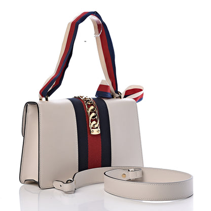 Gucci Calfskin Small Sylvie Shoulder Bag Off White 3 of 10