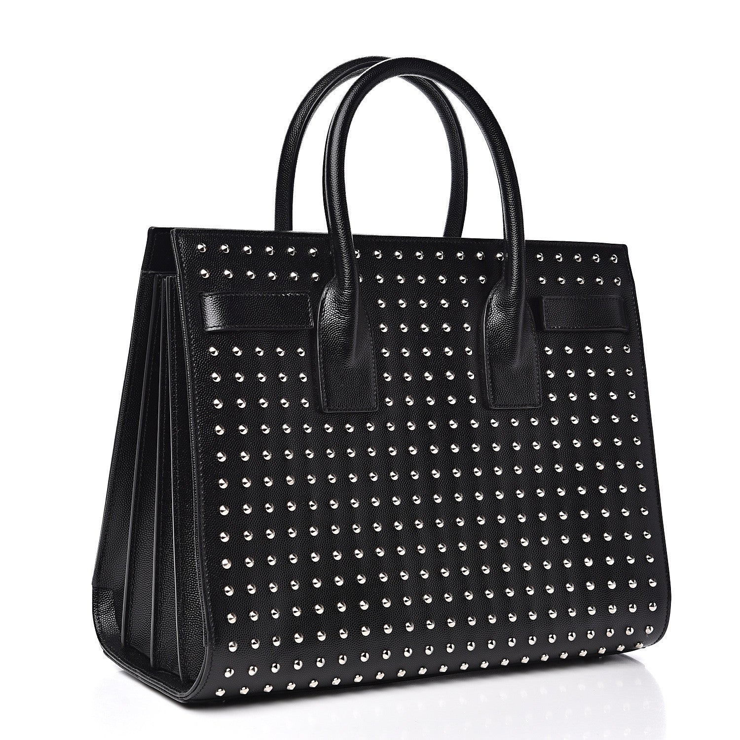 Saint Laurent Grain De Poudre Studded Small Sac De Jour Black 2 of 10