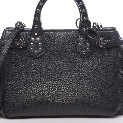 Burberry Grainy Calfskin Studded Fringe Baby Banner Tote Black 9 of 11