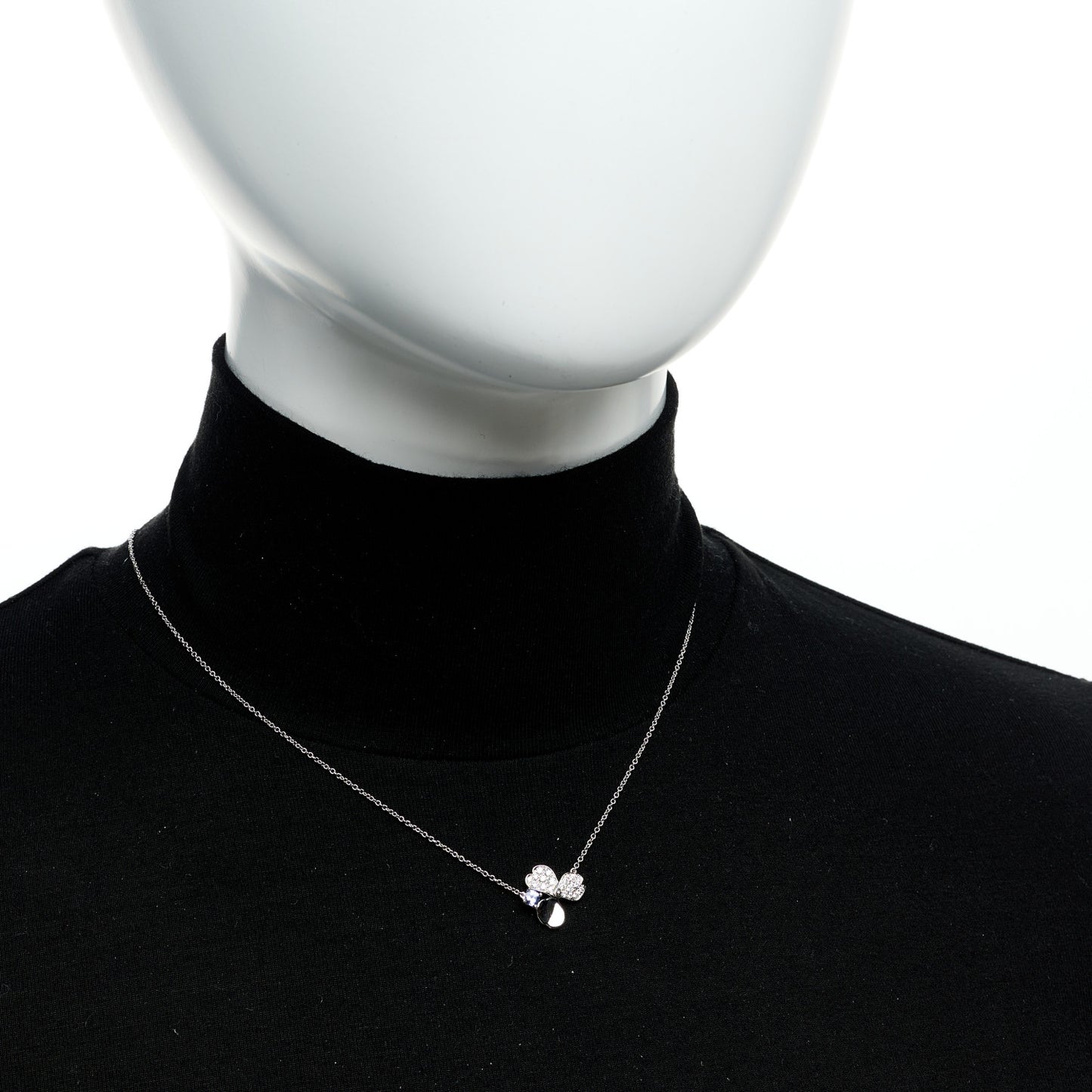 Platinum Diamond Tanzanite Paper Flowers Pendant Necklace