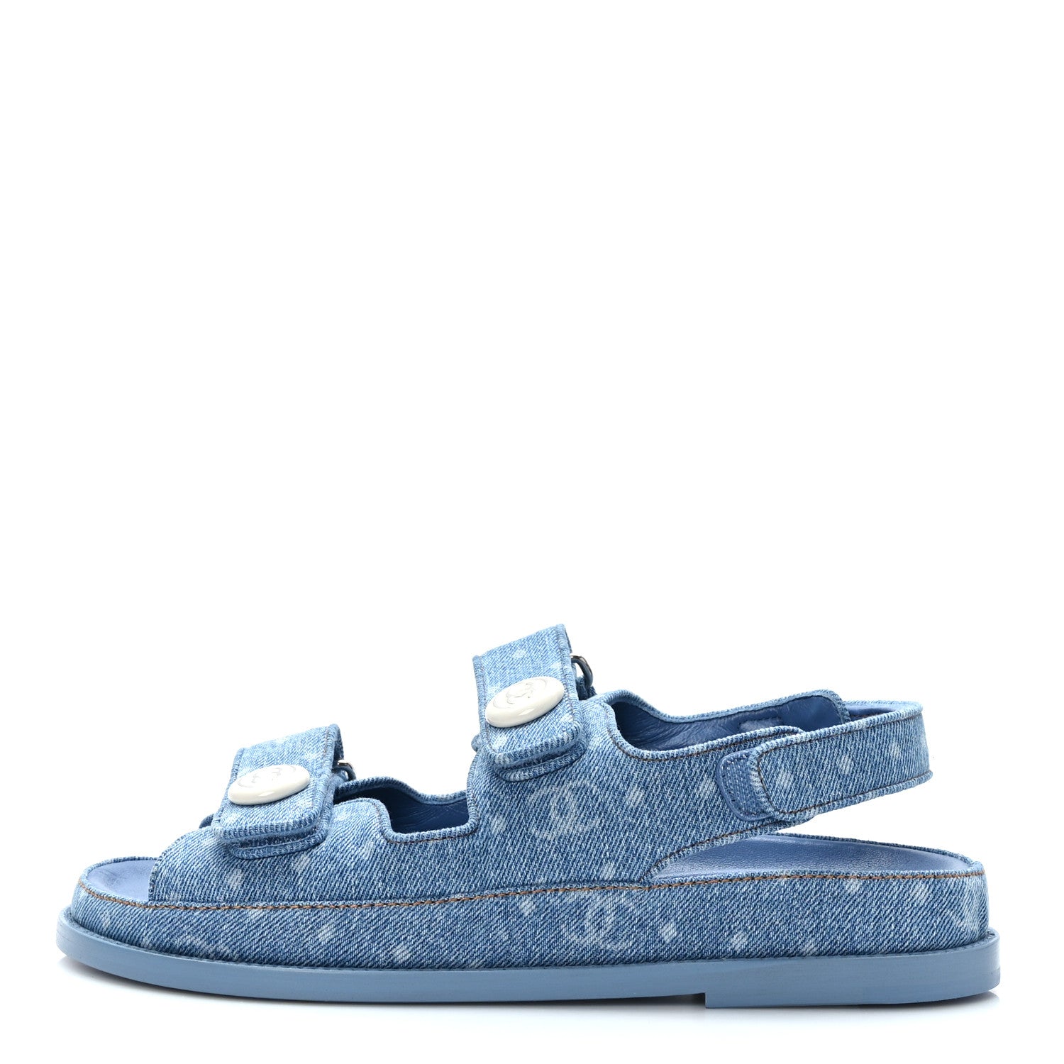 Chanel Denim CC Dad Sandals 38 Light Blue 1 of 8