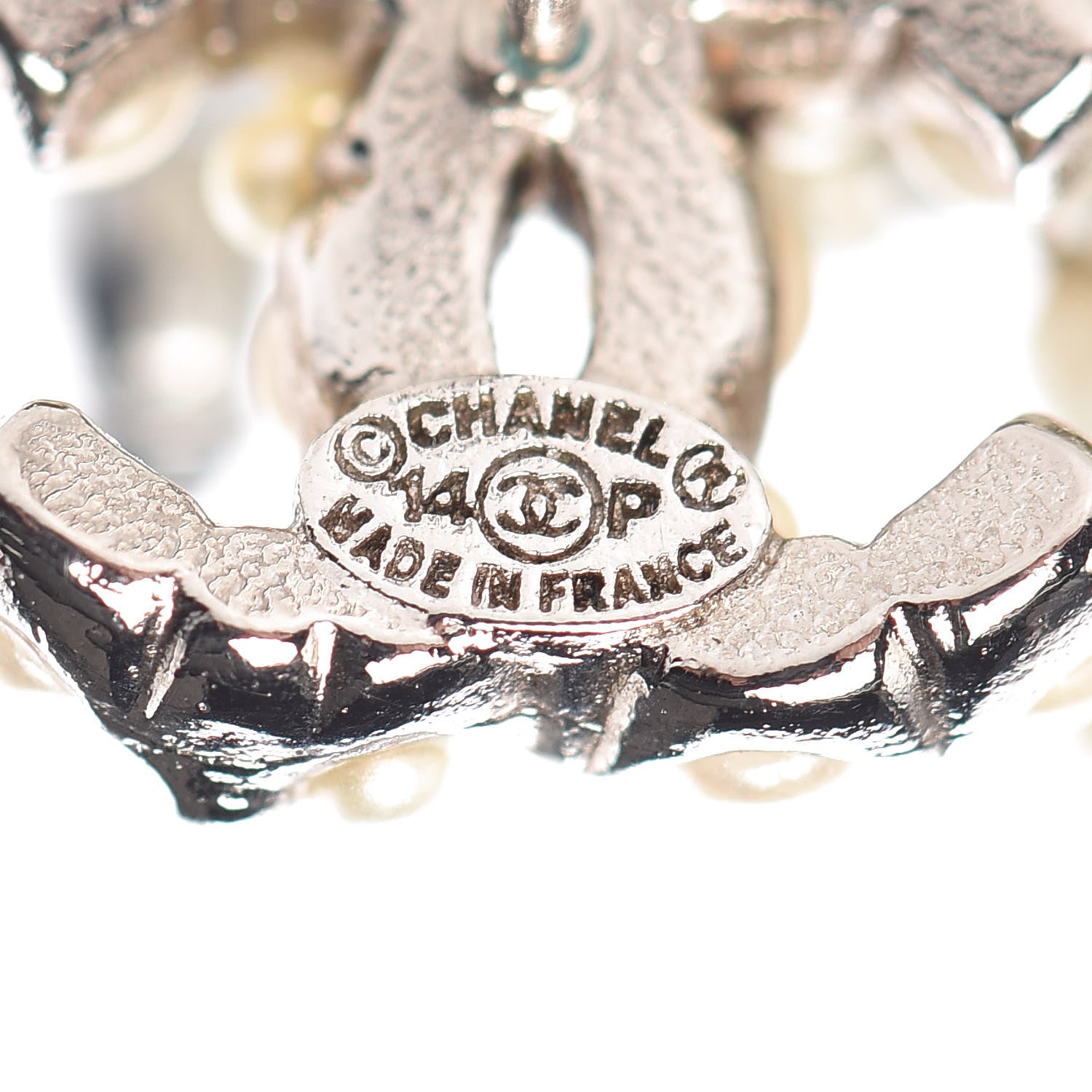 Chanel Pearl CC Earrings Silver 3 of 5