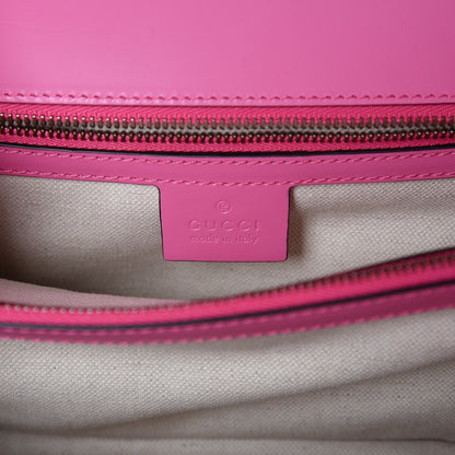 Gucci Knight Calfskin Malaga Kid Heart Medium GG Marmont Chain Handle Bag Tropical Pink Flower Hibiscus Red Multicolor 6 of 7