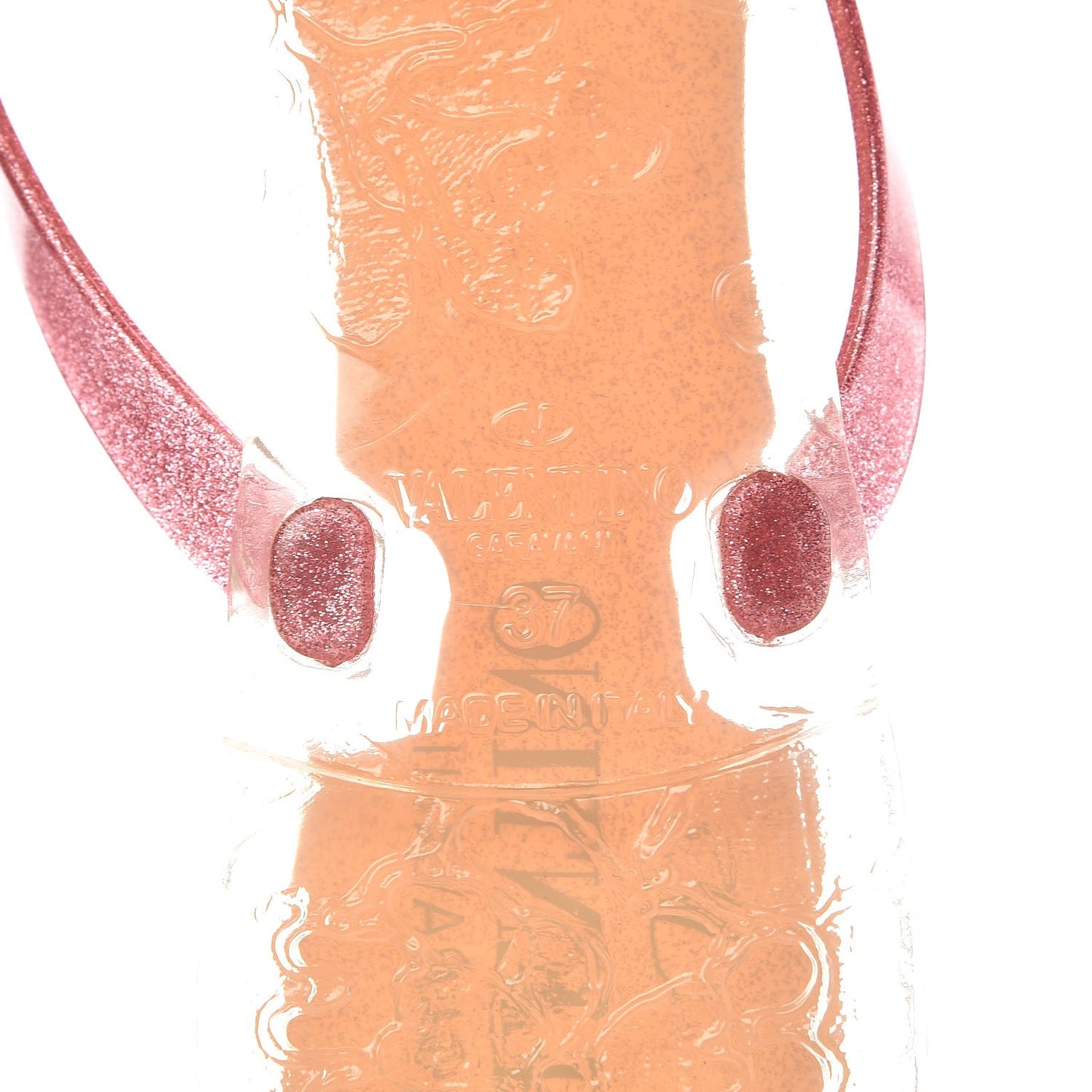 PVC Jelly Glitter Rockstud Bow Thong Sandals 37 Pink