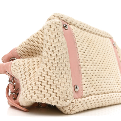 Chanel Canvas Woven Lambskin Lax Accordion Hobo Pink 9 of 10