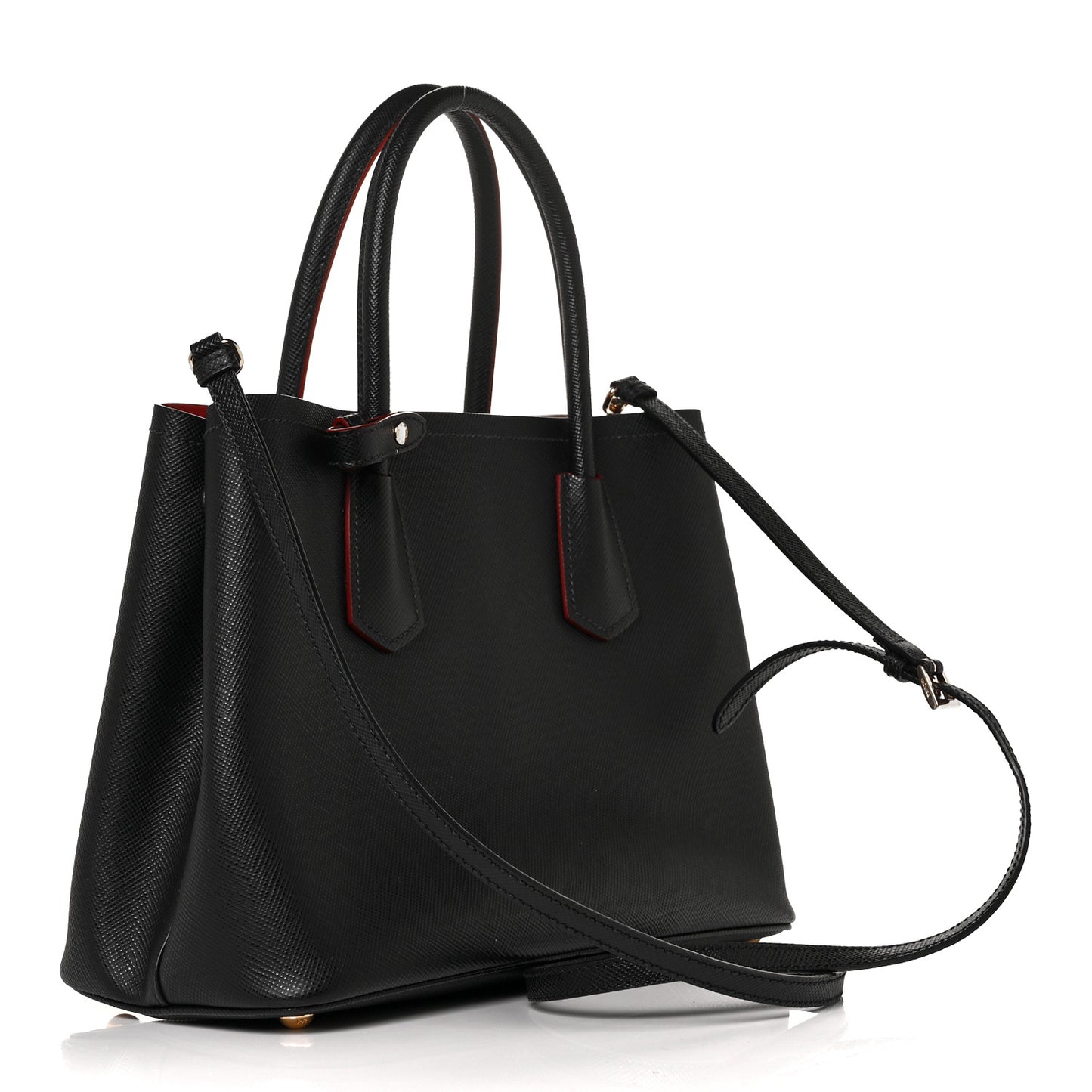 Saffiano Cuir Small Double Bag Black Fuoco