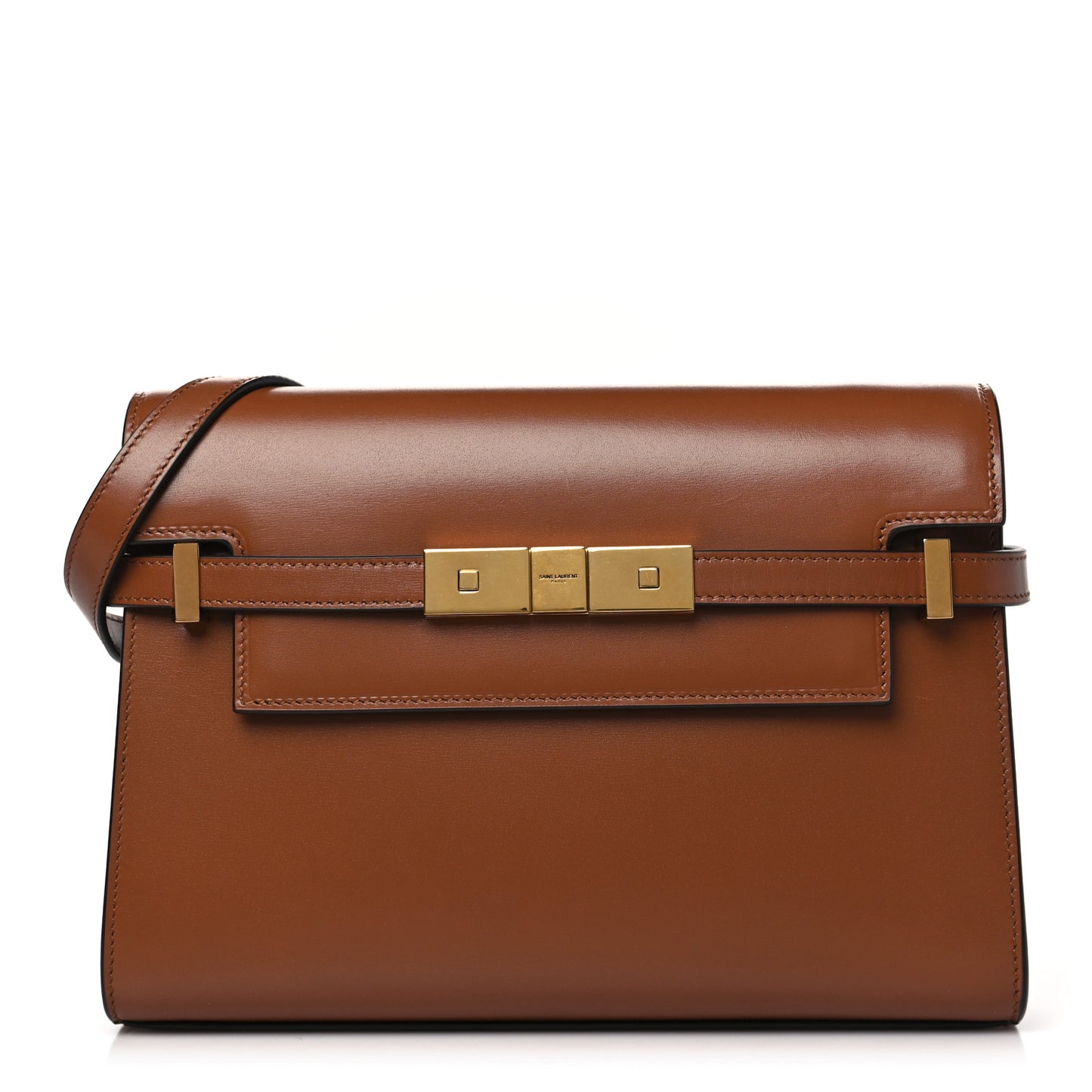 Smooth Calfskin Small Manhattan Shoulder Bag Cognac