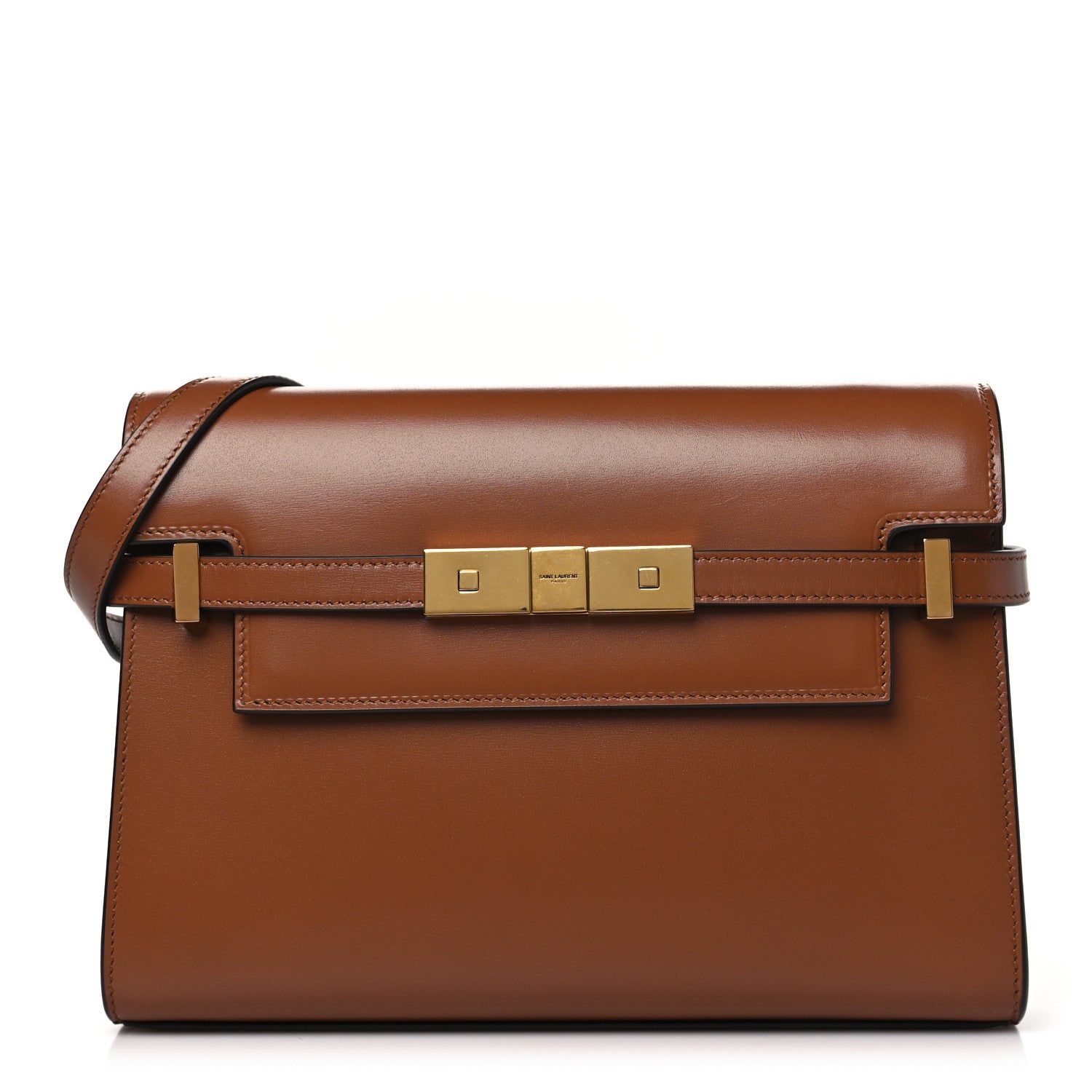 Saint Laurent Smooth Calfskin Small Manhattan Shoulder Bag Cognac 1 of 10