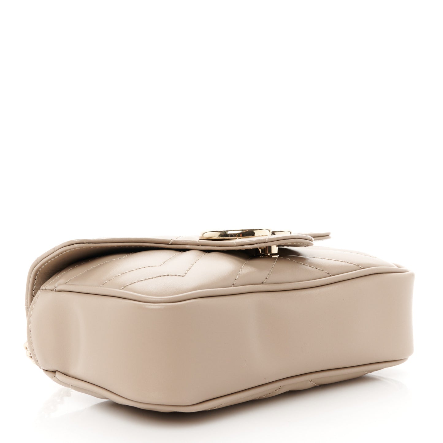 Calfskin Matelasse Super Mini GG Marmont Shoulder Bag Taupe