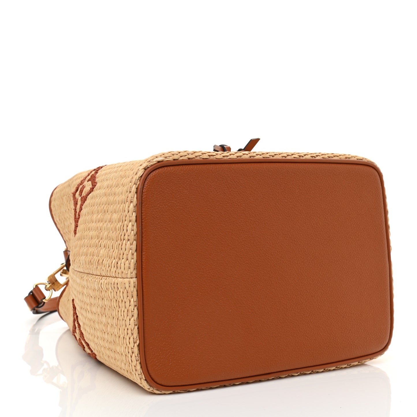 Raffia Calfskin Monogram Neonoe MM Tan