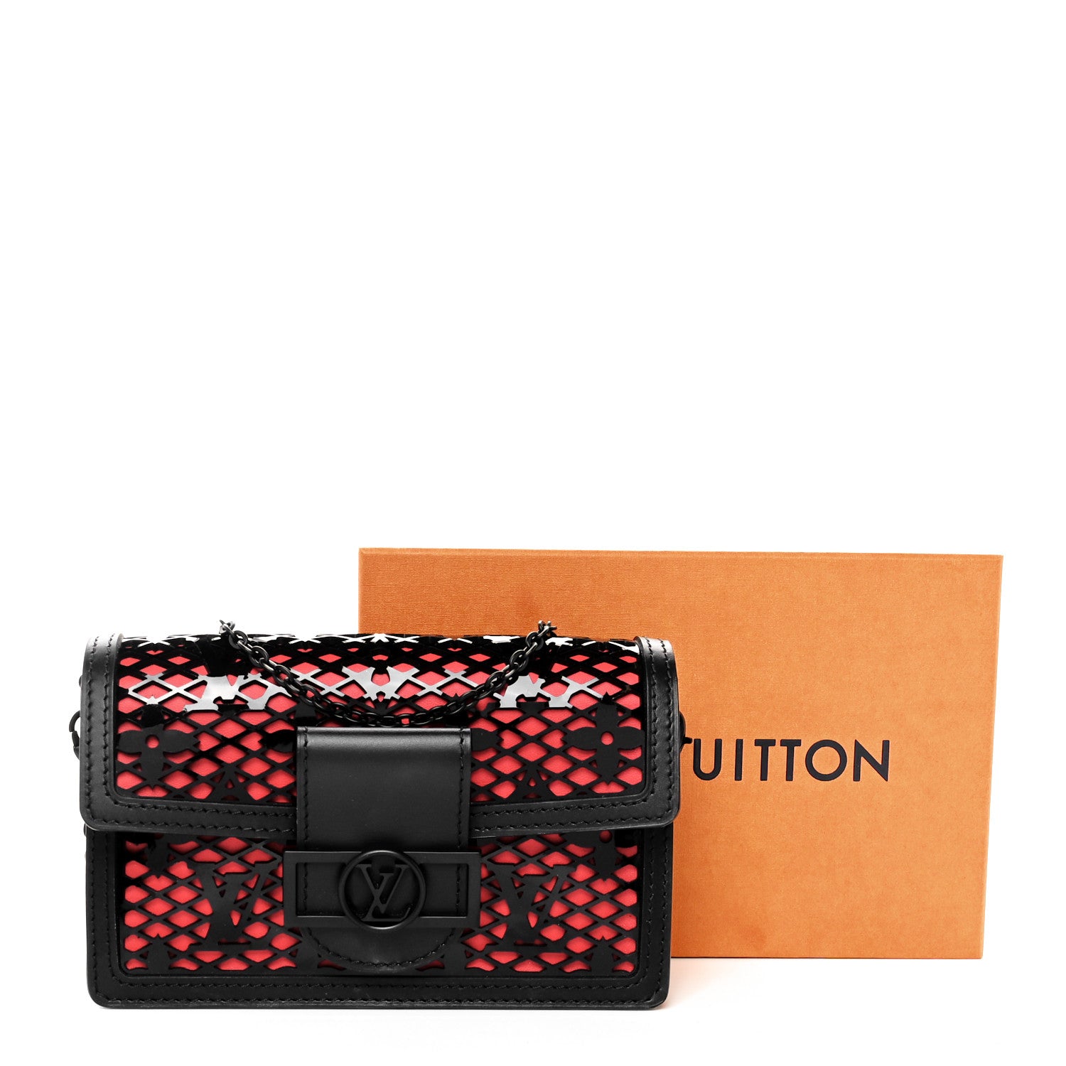 Louis Vuitton Patent Calfskin Laced Monogram Dauphine Chain Wallet Black 10 of 10