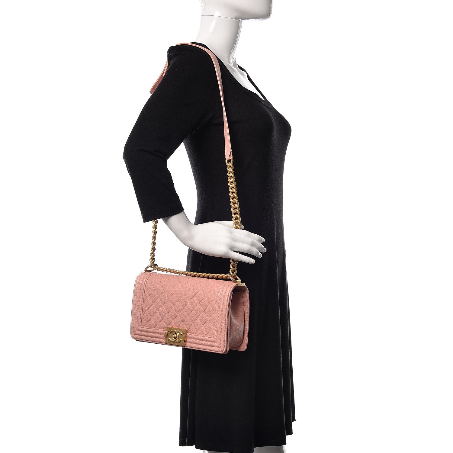 Chanel Caviar Quilted Medium Boy Flap Light Pink 2 of 10