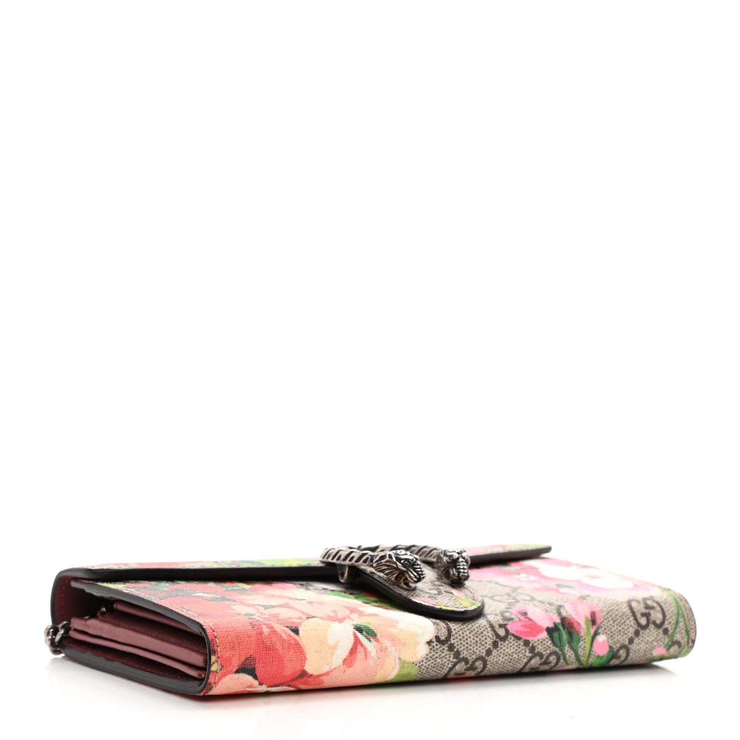 Gucci GG Supreme Monogram Blooms Dionysus Chain Clutch Wallet Beige Multicolor Dry Rose 3 of 6