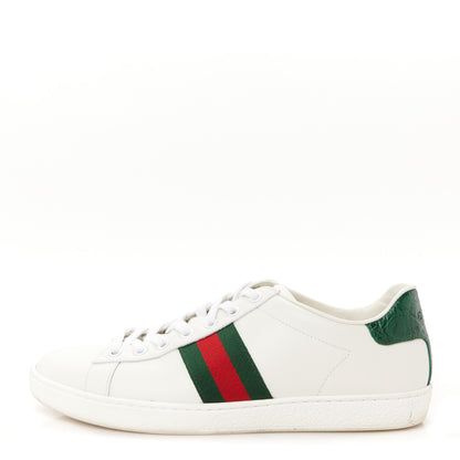 Gucci Calfskin Crocodile Web Womens Ace Sneakers 39 White Green 1 of 11