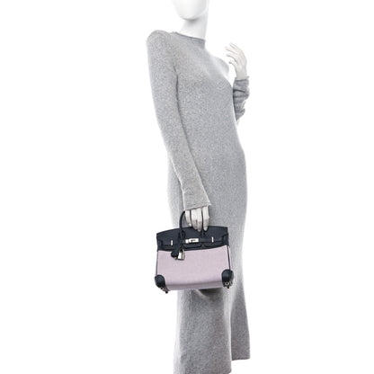 Hermes Toile Quadrille Swift Birkin 25 Ecru Mauve Sylvestre Bleu Bill 2 of 12