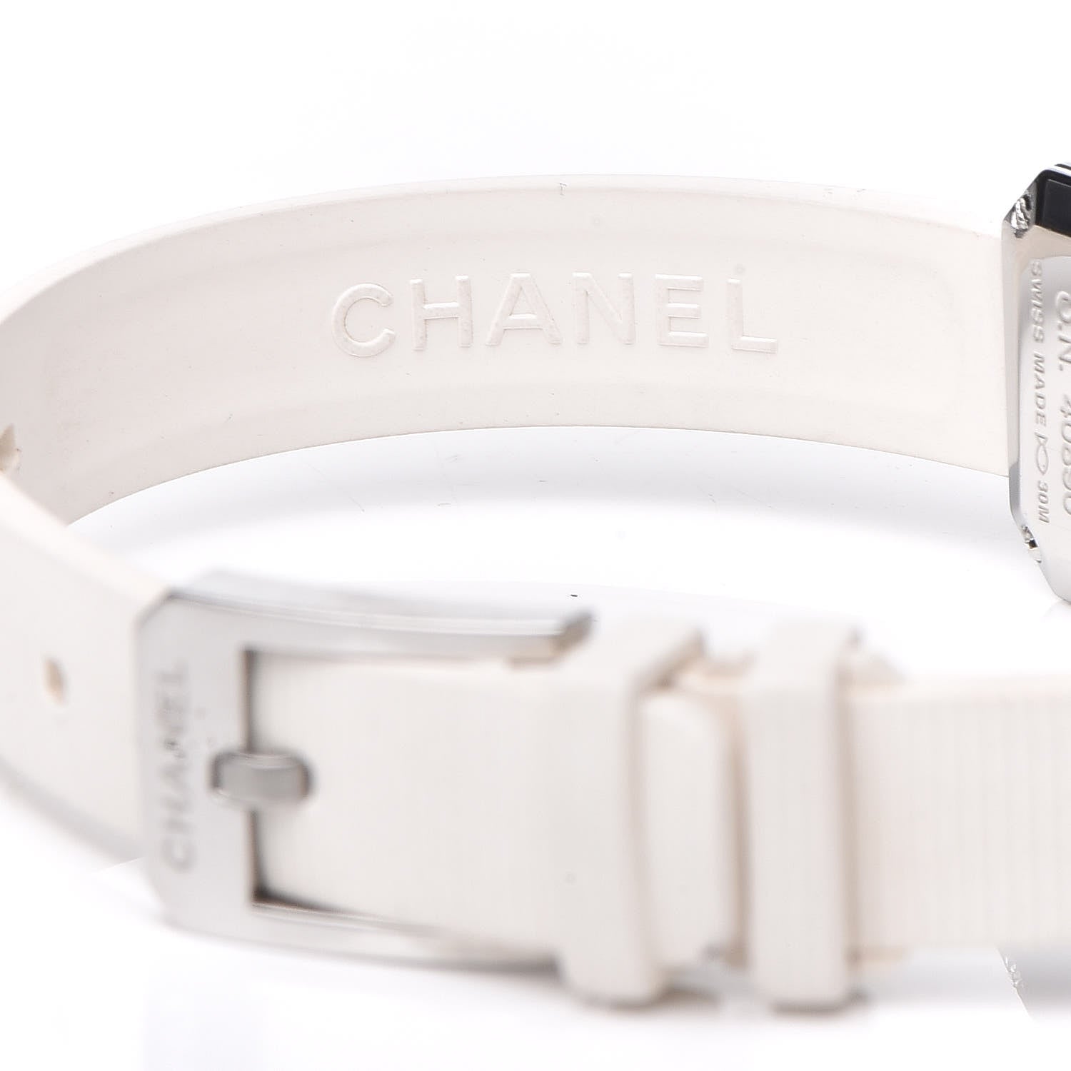 Chanel Stainless Steel Rubber Diamond Bezel Mother of Pearl 16mm Premiere Quartz Watch 6 of 7