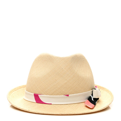 Chanel Straw Ribbon Fedora Hat M Beige Multicolor 3 of 8