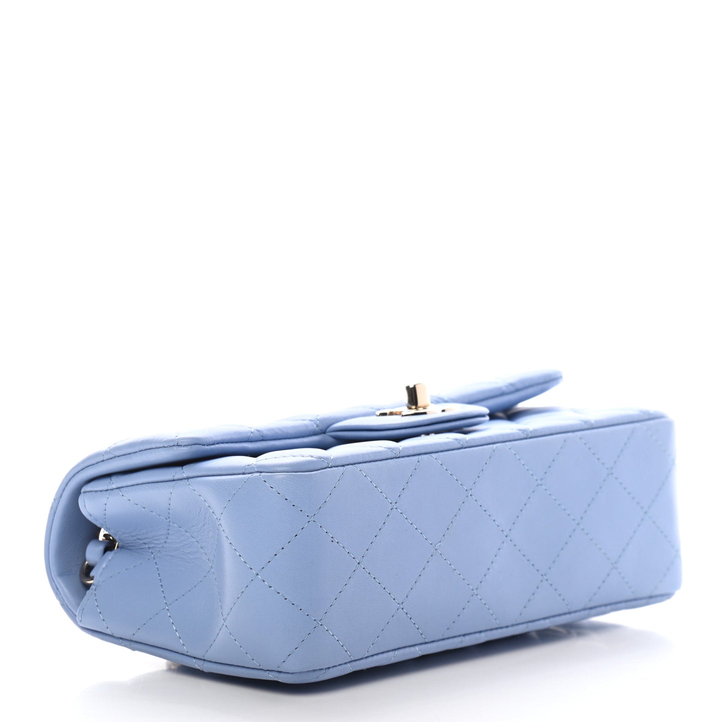 Lambskin Quilted Mini Rectangular Flap Light Blue