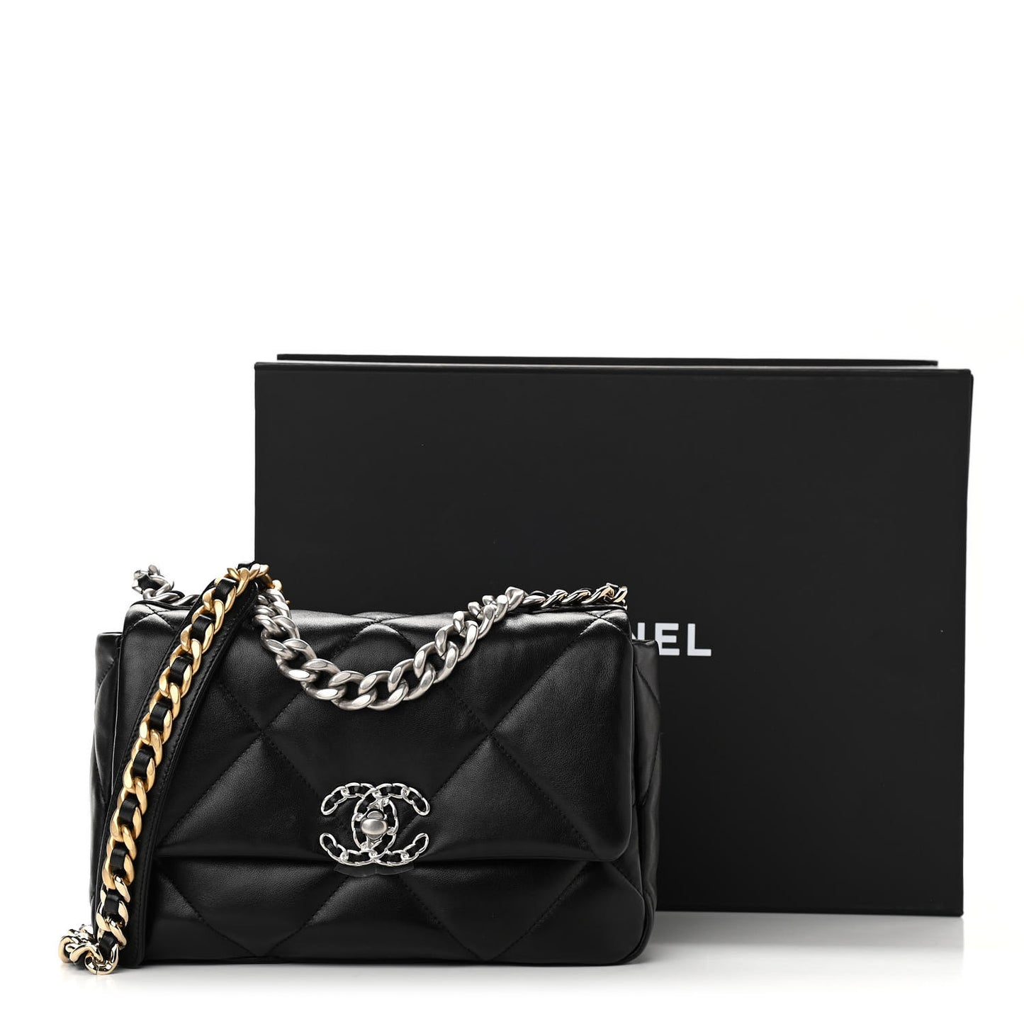 Lambskin Quilted Medium Chanel 19 Flap Black