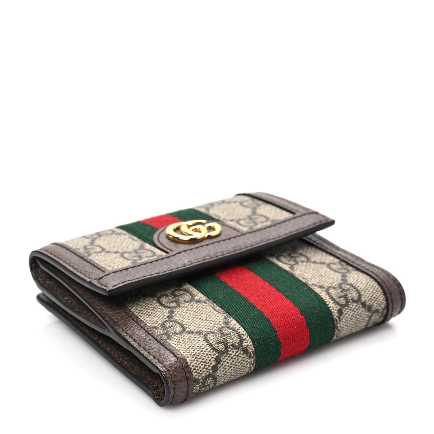 GG Supreme Monogram Web Ophidia French Flap Wallet Beige New Acero
