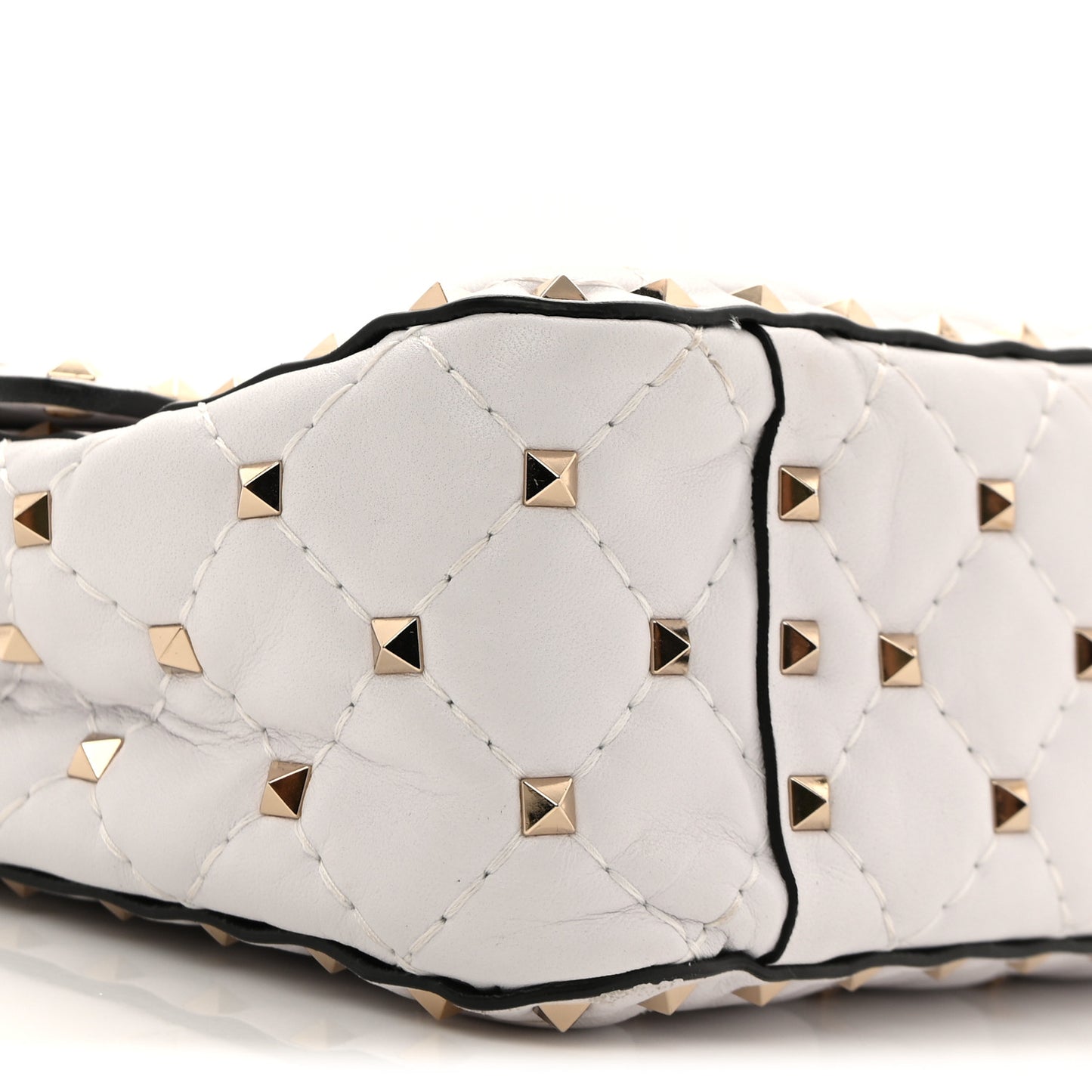 Lambskin VLTN Print Medium Rockstud Spike Shoulder Bag Optic White Black