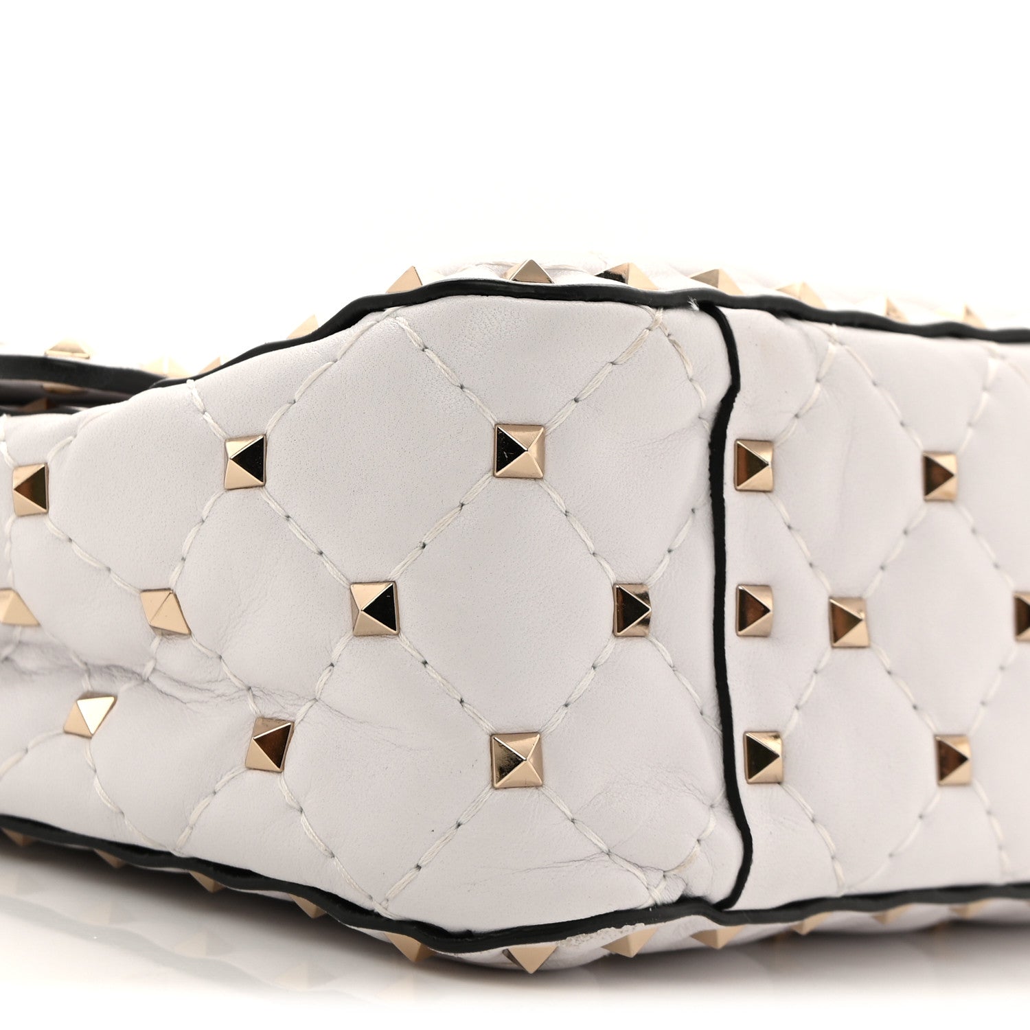 Valentino Garavani Lambskin VLTN Print Medium Rockstud Spike Shoulder Bag Optic White Black 7 of 9