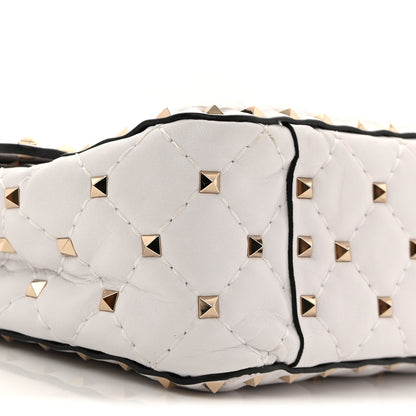 Valentino Garavani Lambskin VLTN Print Medium Rockstud Spike Shoulder Bag Optic White Black 7 of 9